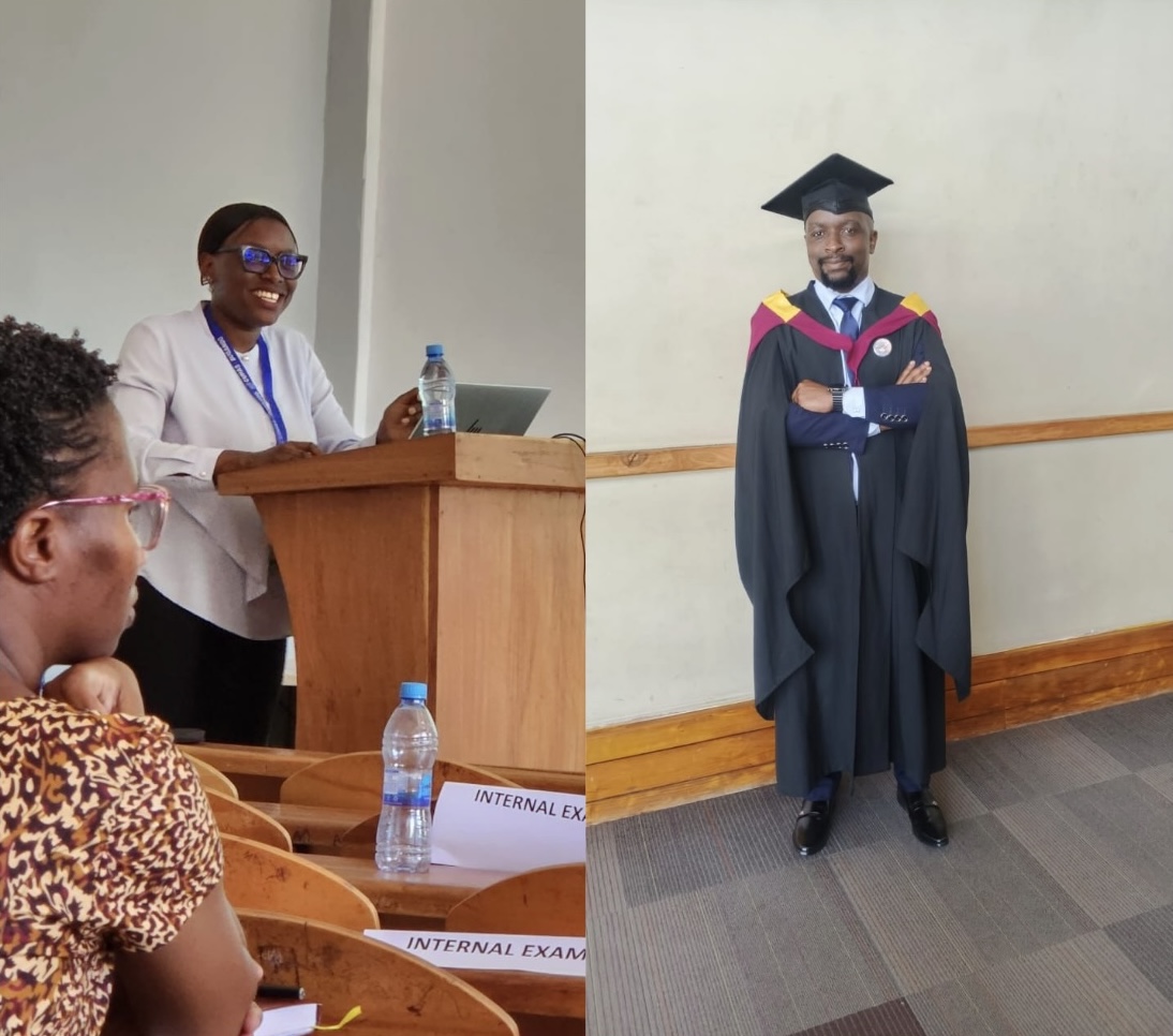 Graduates, Dr. Grace Ruselu (L) and Crispin Mukerebe (R)