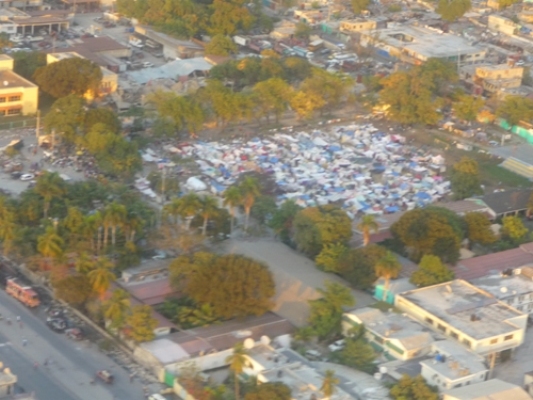 Aerial photo of GHESKIO and the refugee camp